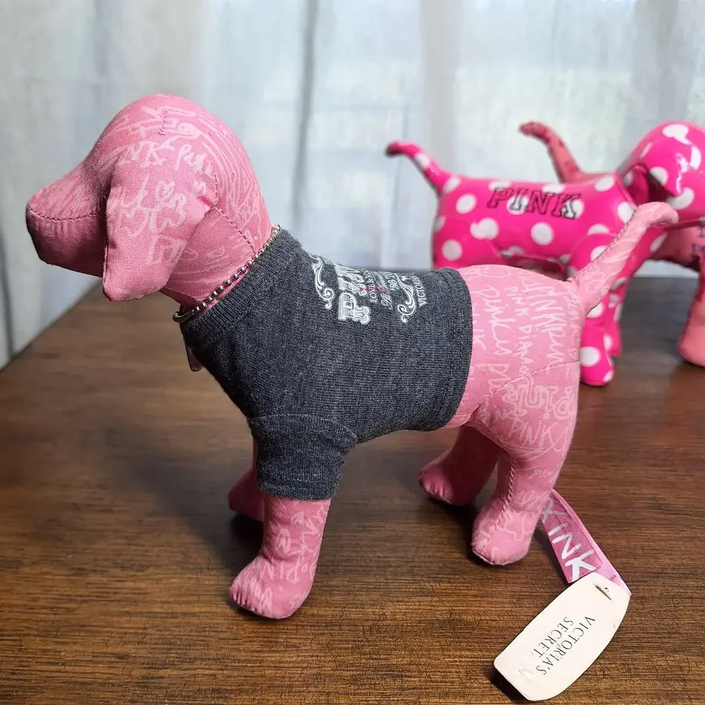 Victoria secret Pink Y2K 2000s 8" Plush dog lot bundle of 3 Vinyl polkadot 86 - Picture 4 of 10